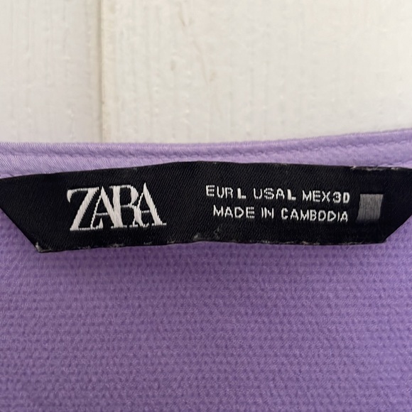 Zara satin effect draped lilac Blouse long sleeve large - Picture 6 of 9